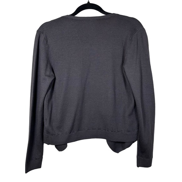 Poles Medium 100% Merino Wool‎ Black Open Drape Cardigan Sweater - Picture 2 of 4